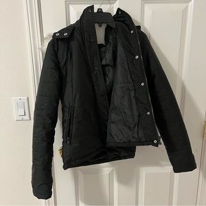 Forever 21 Black Fluffy Hood Jacket